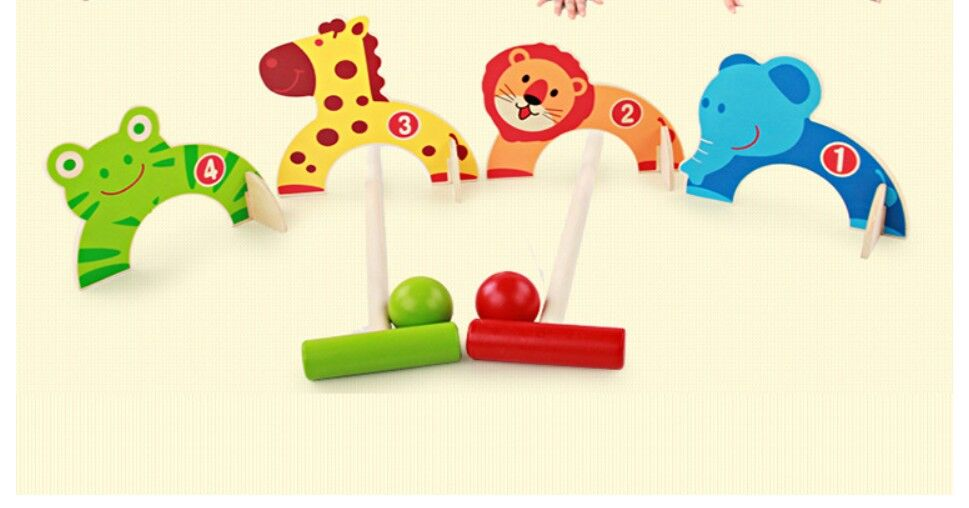 Outdoor Wooden Toys( 4 toys+ 2 balls+ 2 sticks)