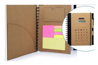 Calculator Notebook with notes and pen