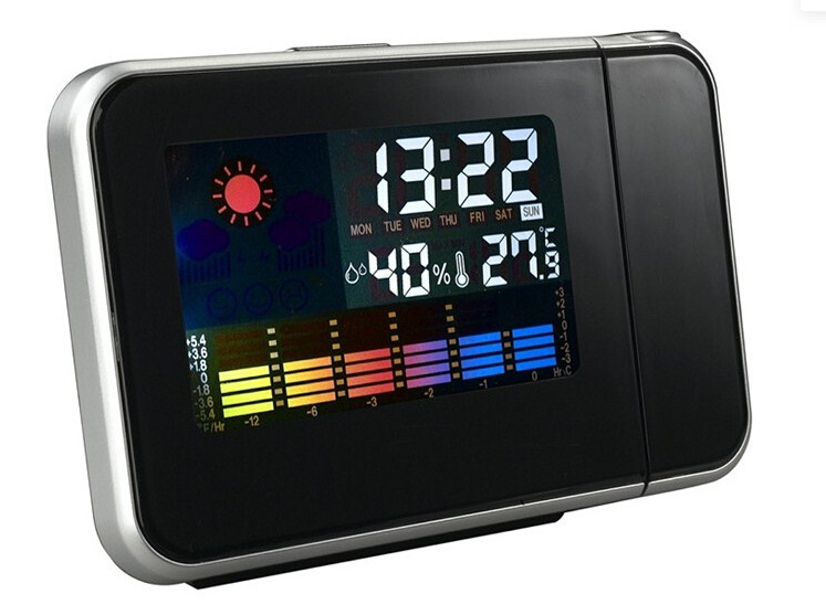 Color-coded weather station alarm clock