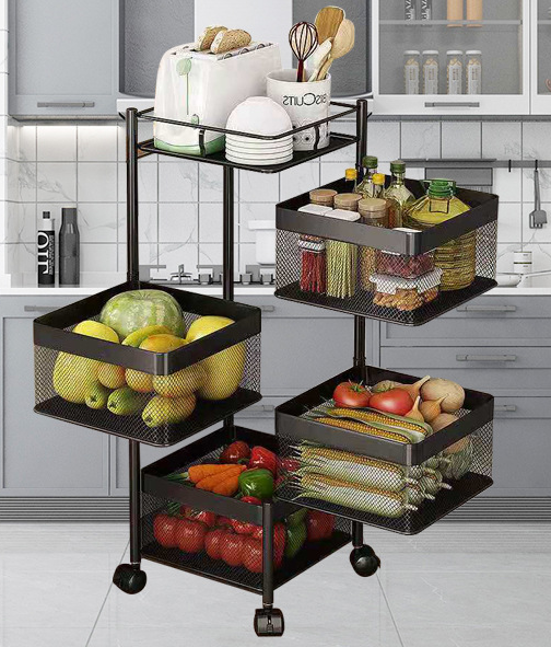 Square rotating basket shelf