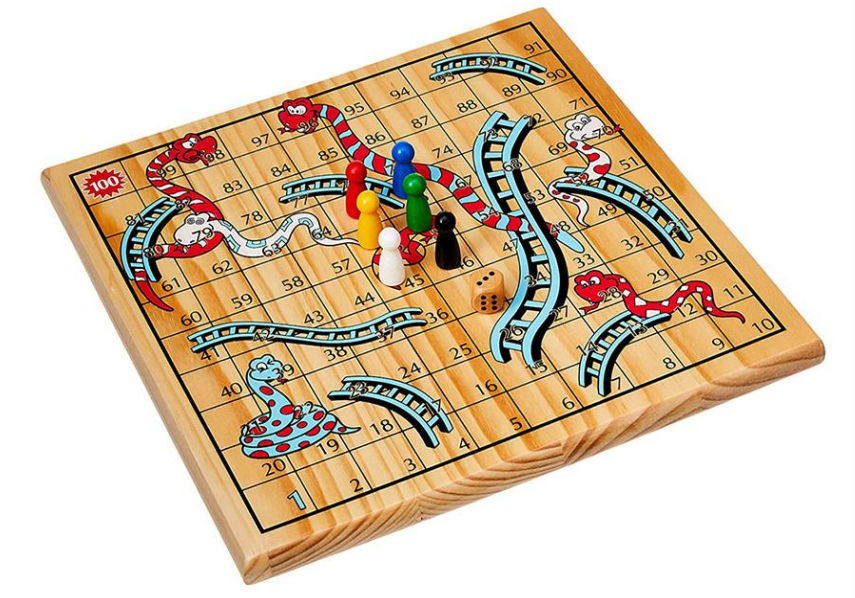 Wooden Snakes and Ladders Board Games Set