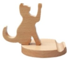 Wooden Cat Phone Holder