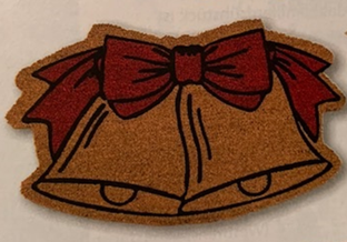 Doormat chistmas bell design, backside with antislip