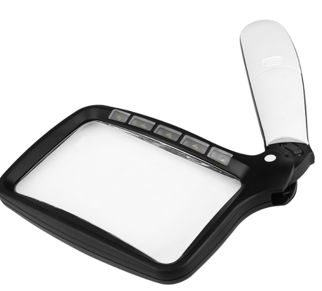 5 LED Folding Magnifier with Pouch, 3X Magnification