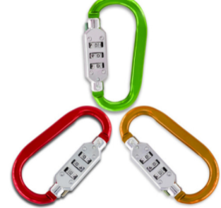 3 Dial Security Lock Padlock Carabiner Combination