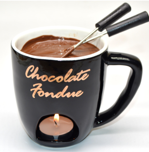 Mug Chocolate Fondue W/2 forks and 1 candle