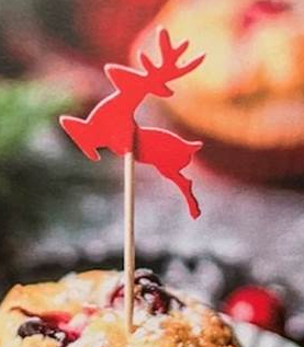 10PK  XMAS deer cupcake pick