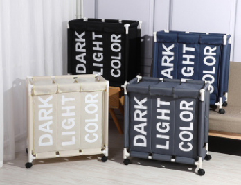 3 Grid Rolling Laundry Hamper With 4 Wheels