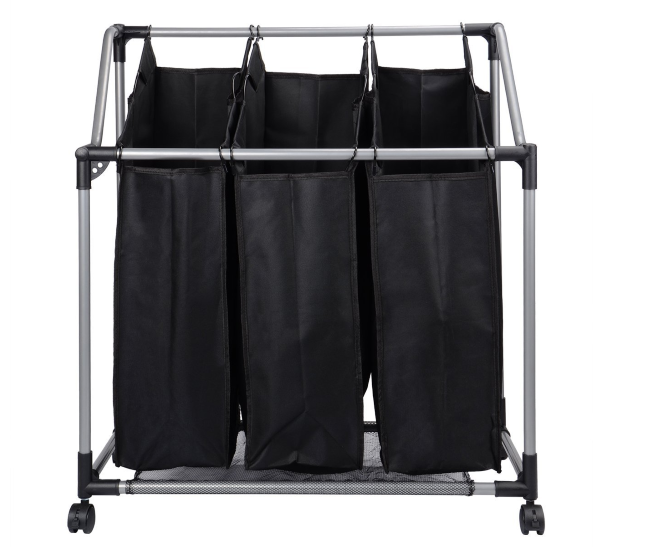 3 Grid Rolling Laundry Hamper With 4 Wheels