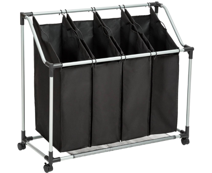 4 Grid Rolling Laundry Hamper With 4 Wheels