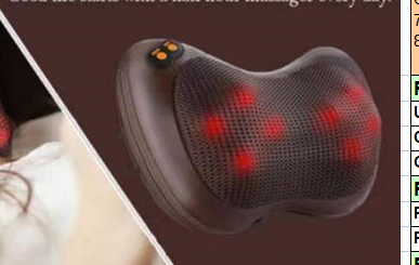 Shiatsu massage pillow,with 8 massager head.