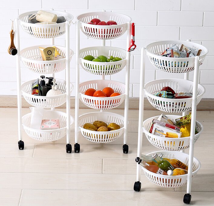 Storage Trolley On Wheels 4 Tier