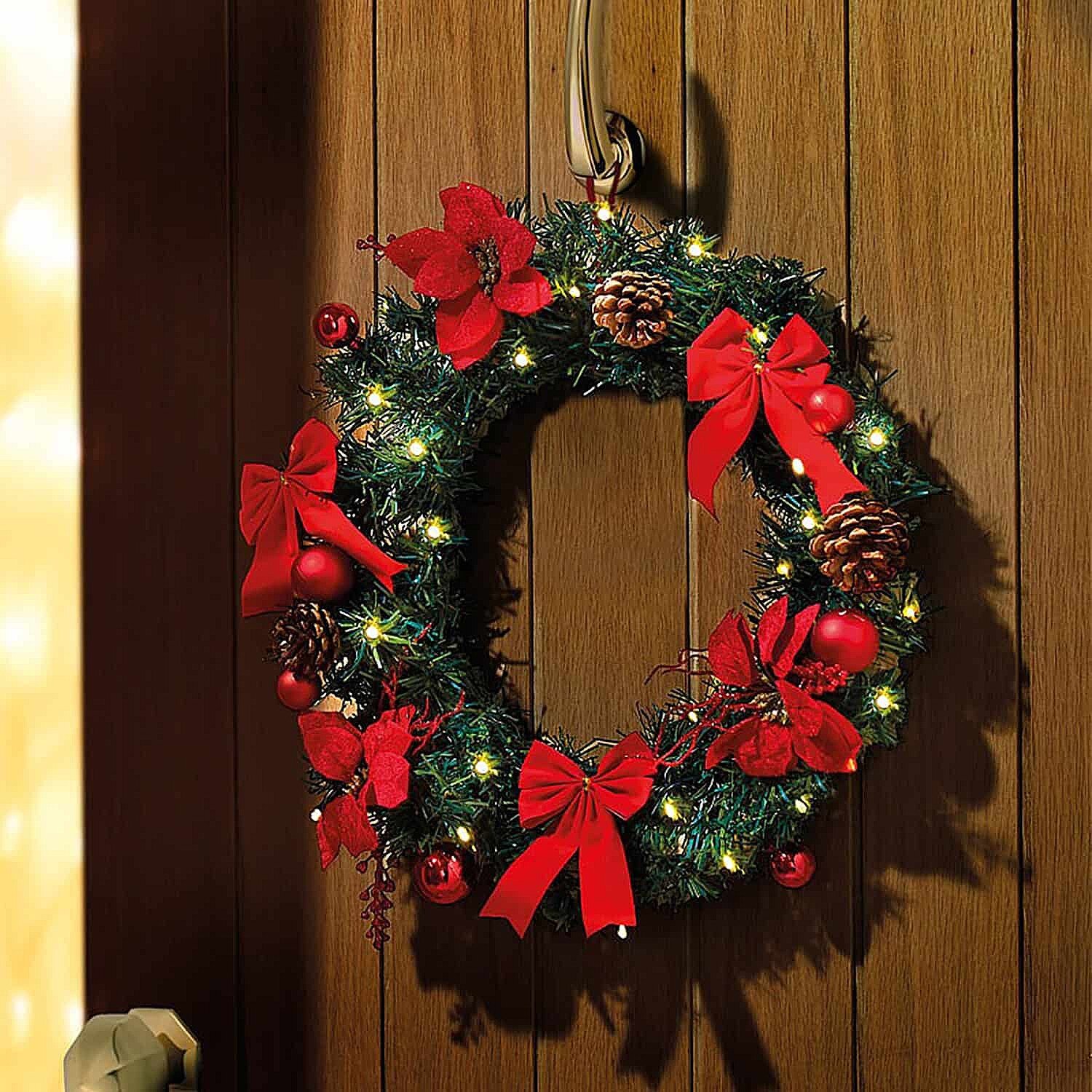 Light Up Poinsettia Wreath