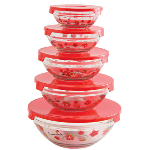 Set Of 5 Glass Containers With Lids