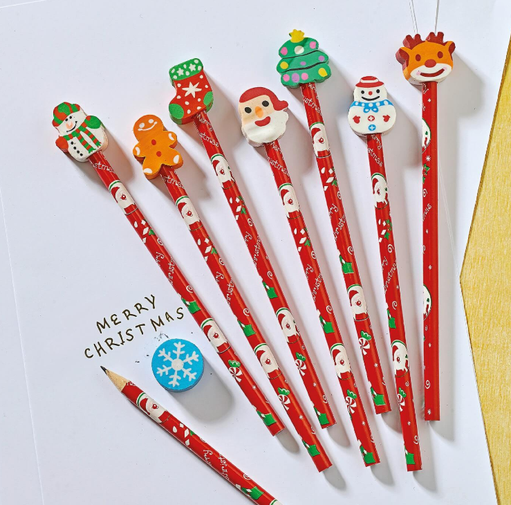 Set 8 Christmas Novelty Pencils